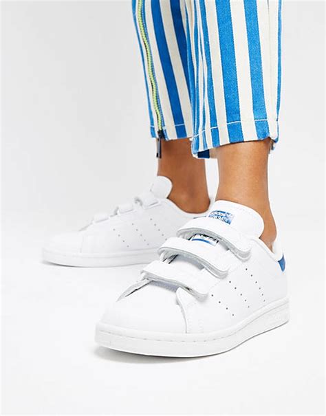 adidas witte sneakers jongen stan smith blauw klittenband|adidas Originals .